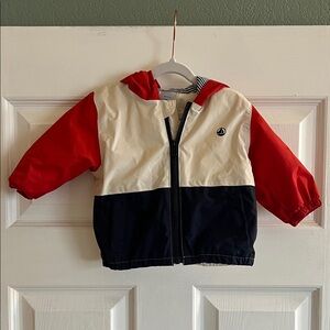 Petit Bateau Red and Cream Hooded Jacket